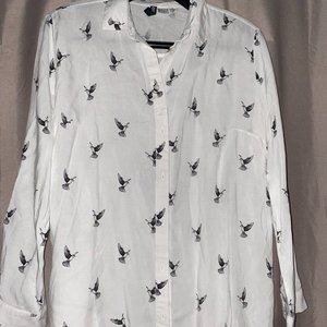 H&M White Long Sleeve Button Blouse by Divided